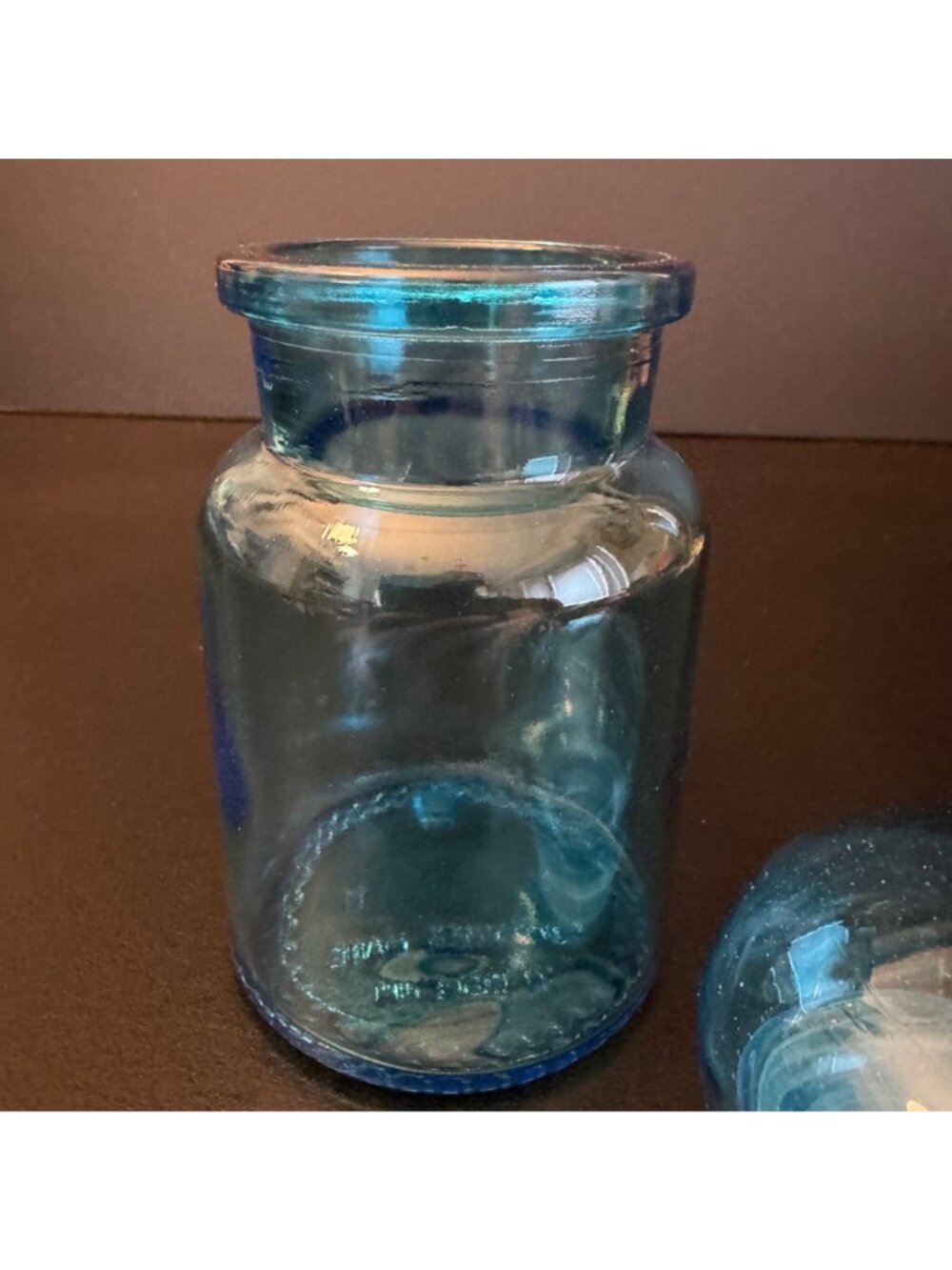 VTG Blue Glass Apothecary Jar Dome Lid Made In Belgium Decorative Storage Contai - Picture 9 of 12